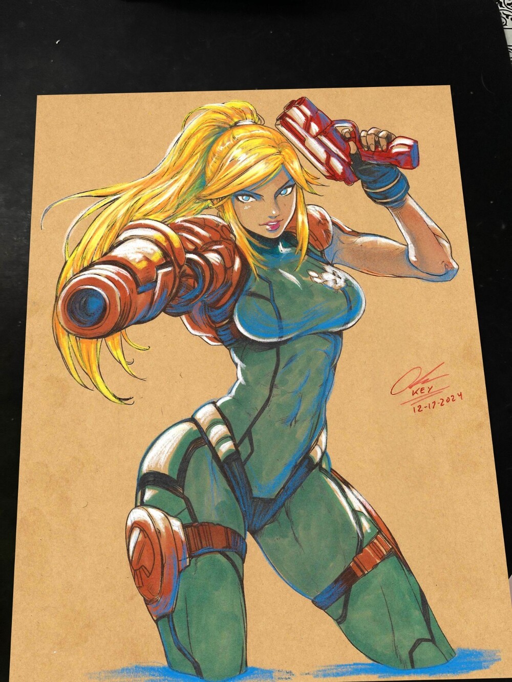 Zero Suit Samus Aran Super Metroid Art Print Signed 8.5x11 | Art by Keyeske